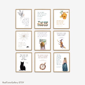 Conjunto de impresiones con citas inspiradoras de literatura infantil, paquete para el aula de inglés, galería de libros infantiles para pared, decoración para el aula y la biblioteca