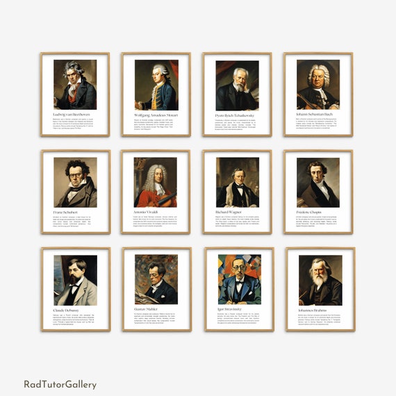 Famous Composers Set of 12, Music Classroom Posters, Music