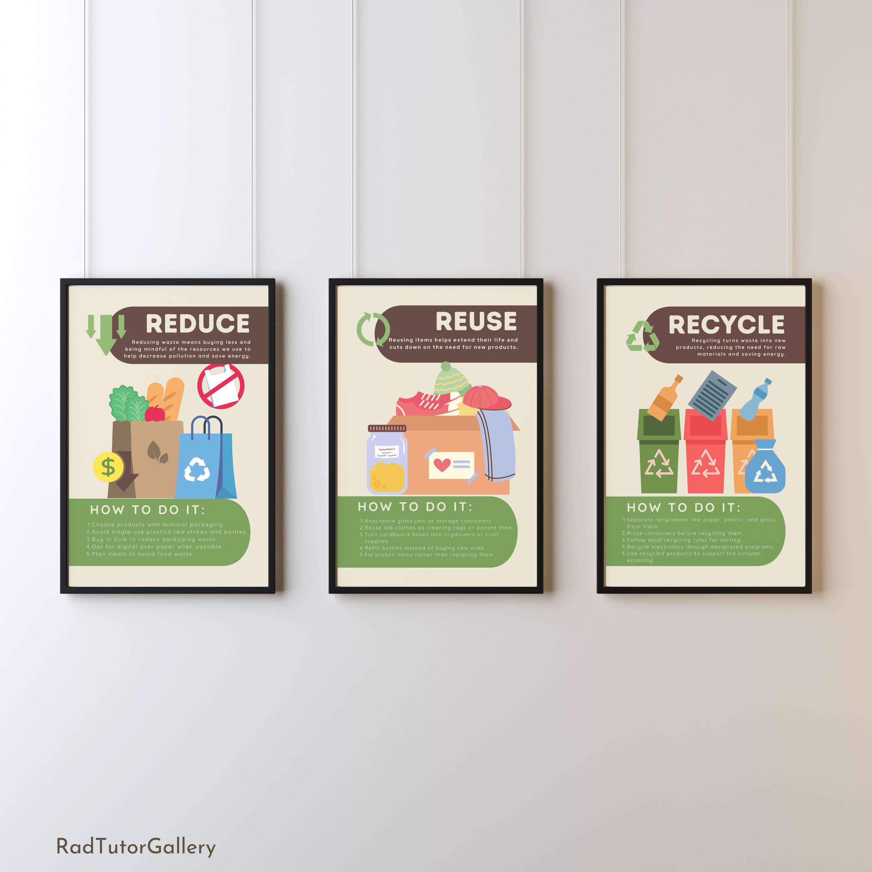Reduce Reuse Recycle Posters, Earth Day Poster Printables ...