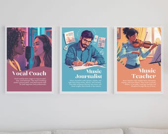 Music Careers Set of 12 Gallery Wall Art, Music Classroom Posters