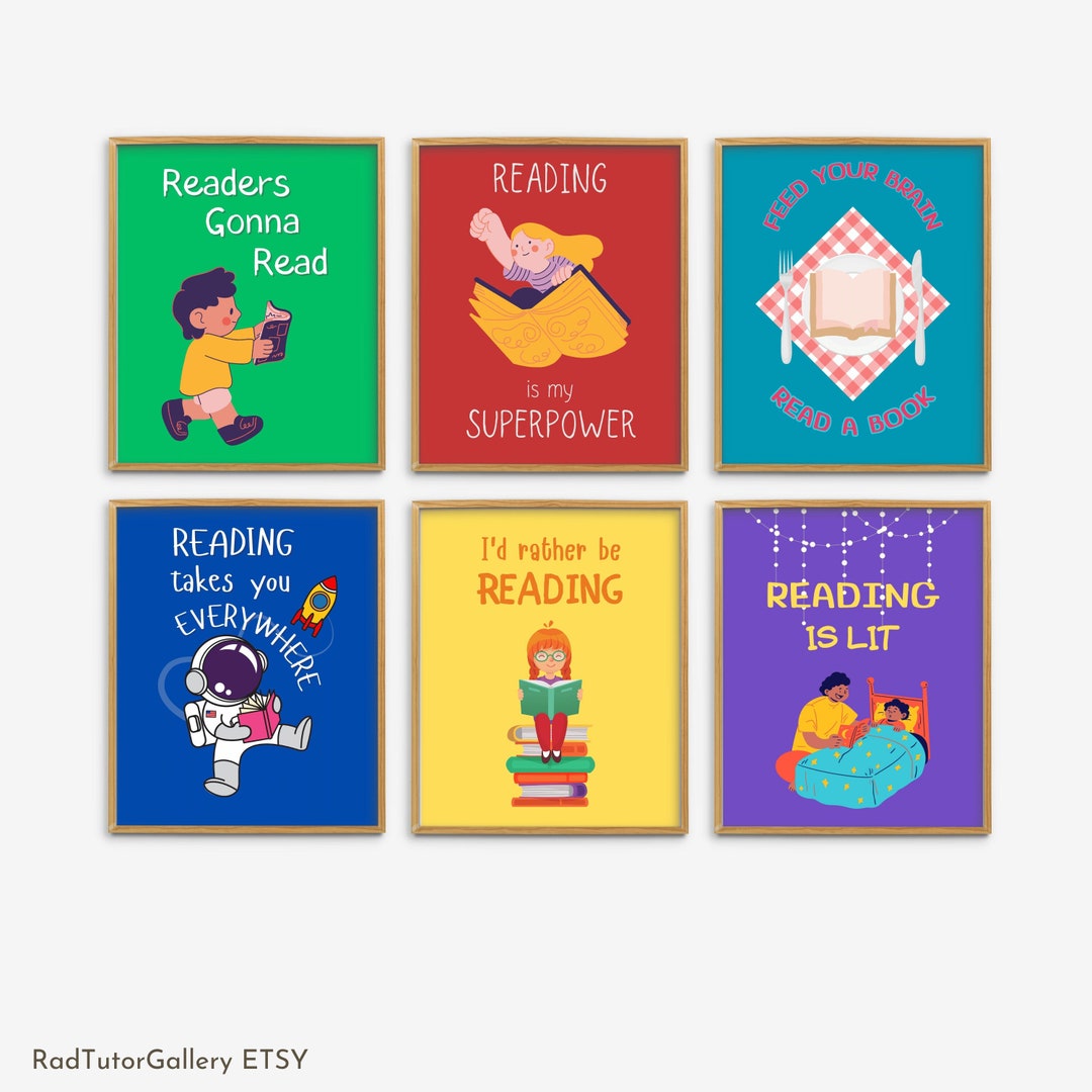 Set of 6 Kids Prints, Read Wall Art, Playroom Printables, Kids Room ...