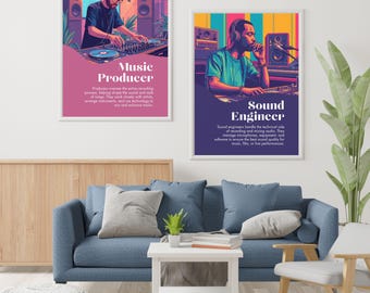 Music Careers Set of 12 Gallery Wall Art, Music Classroom Posters