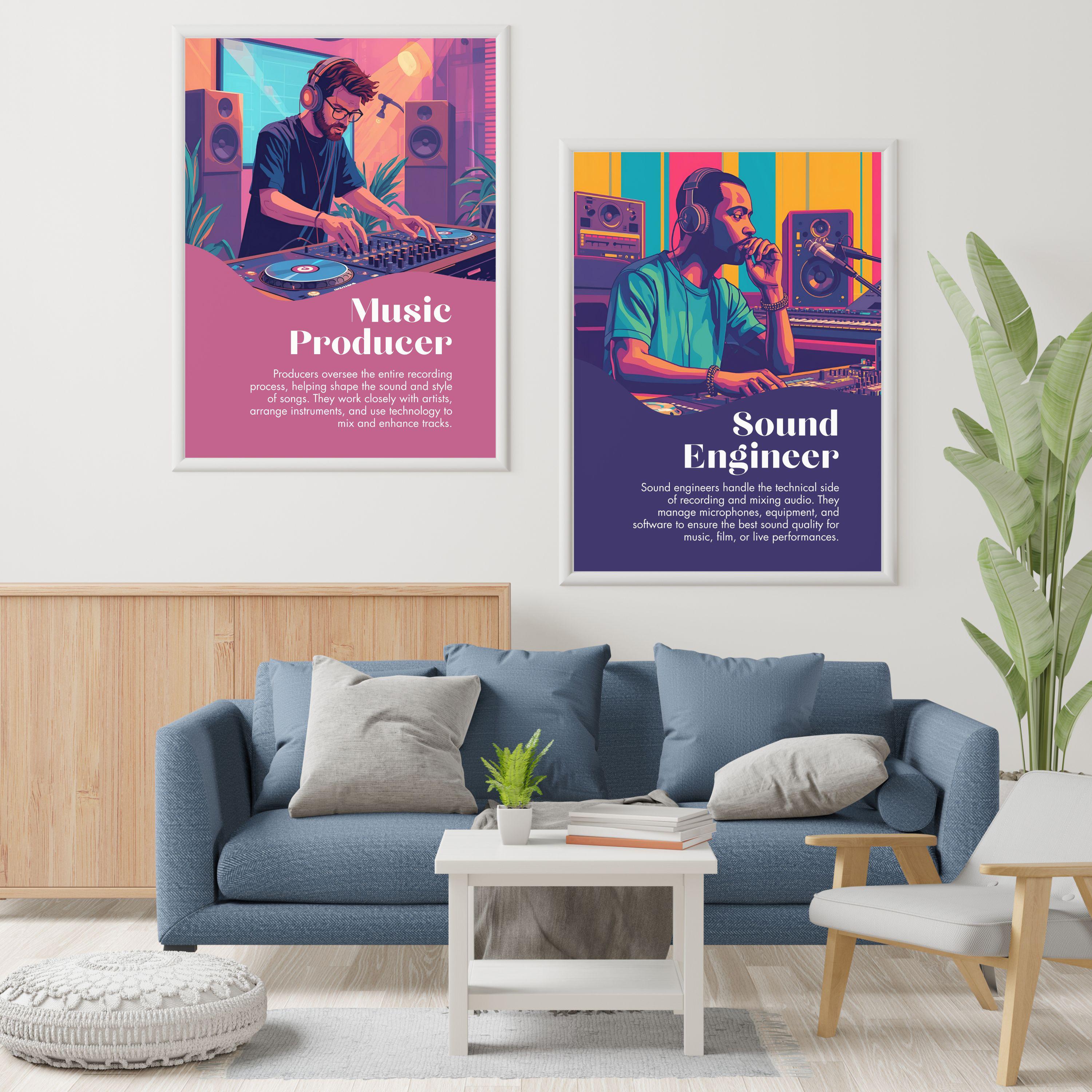 Music Careers Set of 12 Gallery Wall Art, Music Classroom Posters
