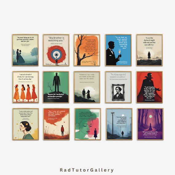 Popular Classic Books Characters Quotes, Literature Posters, Classic Literary Prints, Young Adult Books, High School English Classroom Decor