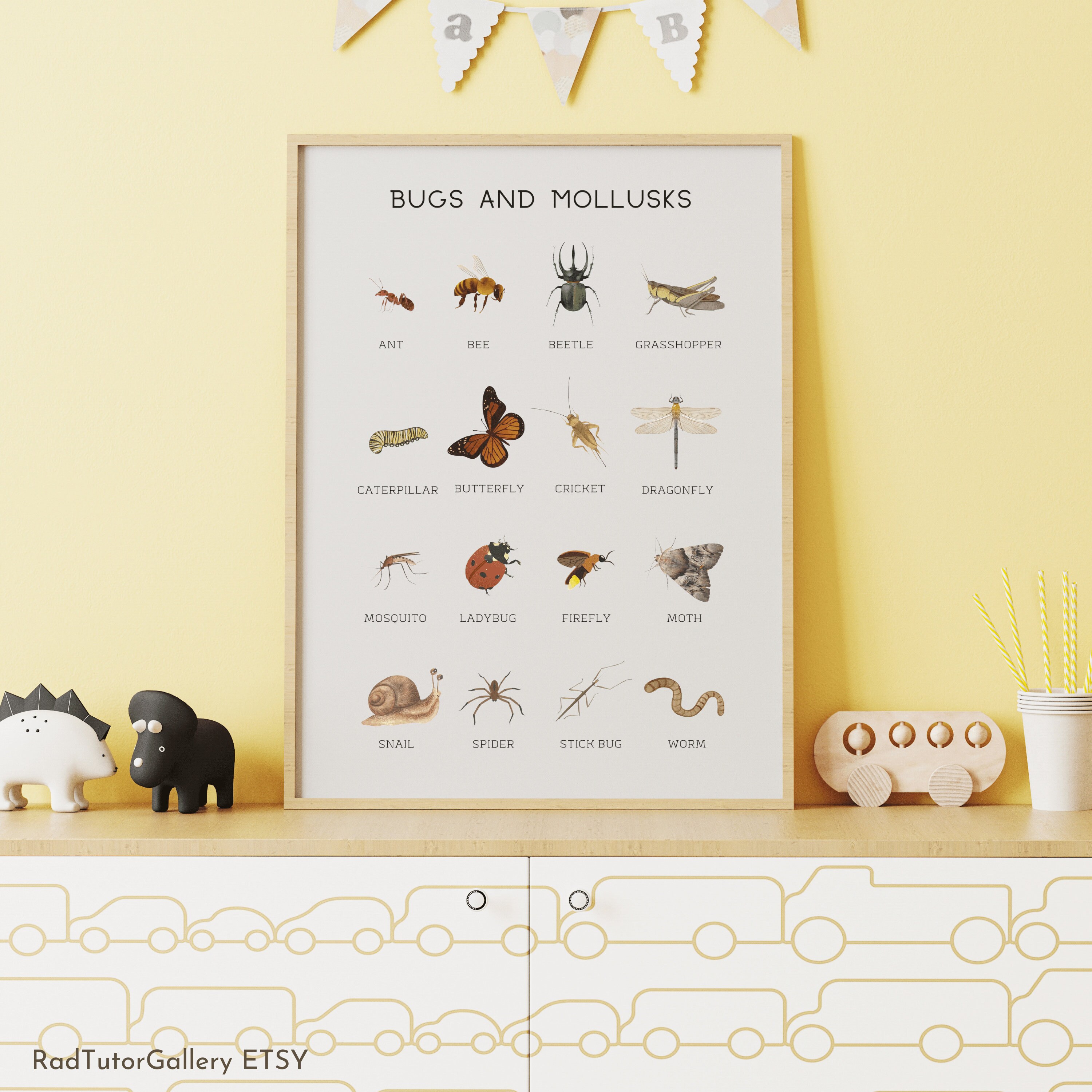 Educational Bugs Poster, Insects Print, Printable Wall Art, Montessori ...