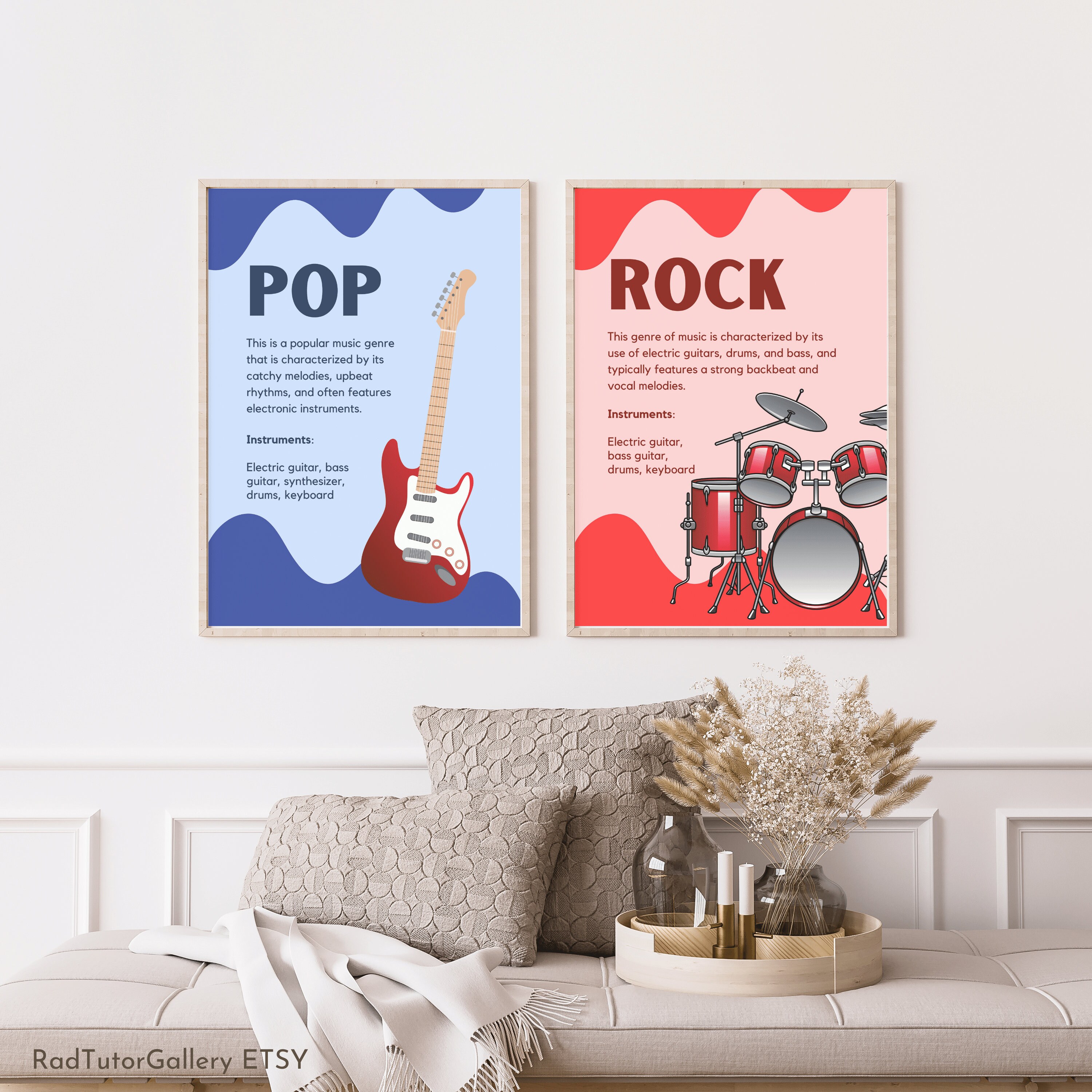 Hubble Bubble Kids Music Genre Posters - 10 Pack 13x17 Inch Classroom Decor For Rock, Jazz, Reggae