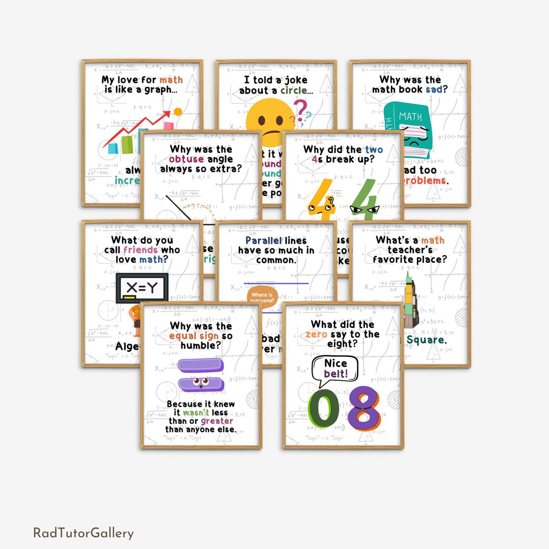 Math Jokes and Puns Posters, Math Classroom Poster, Mathematics Class ...