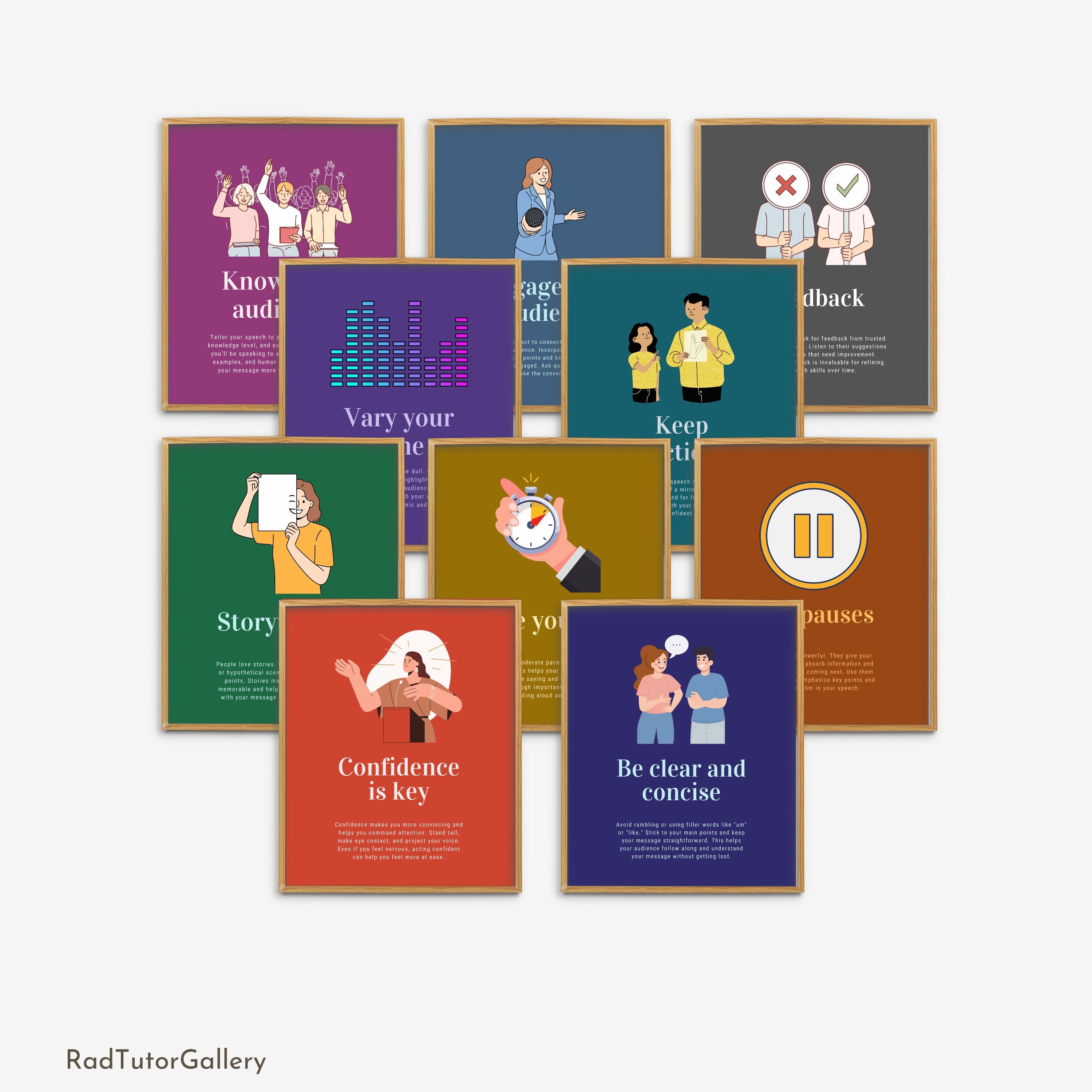 Speech Skills Posters, Public Speaking Posters, Speaking Improvement Tips and Techniques, Growth Mindset Prints, High School Classroom Decor