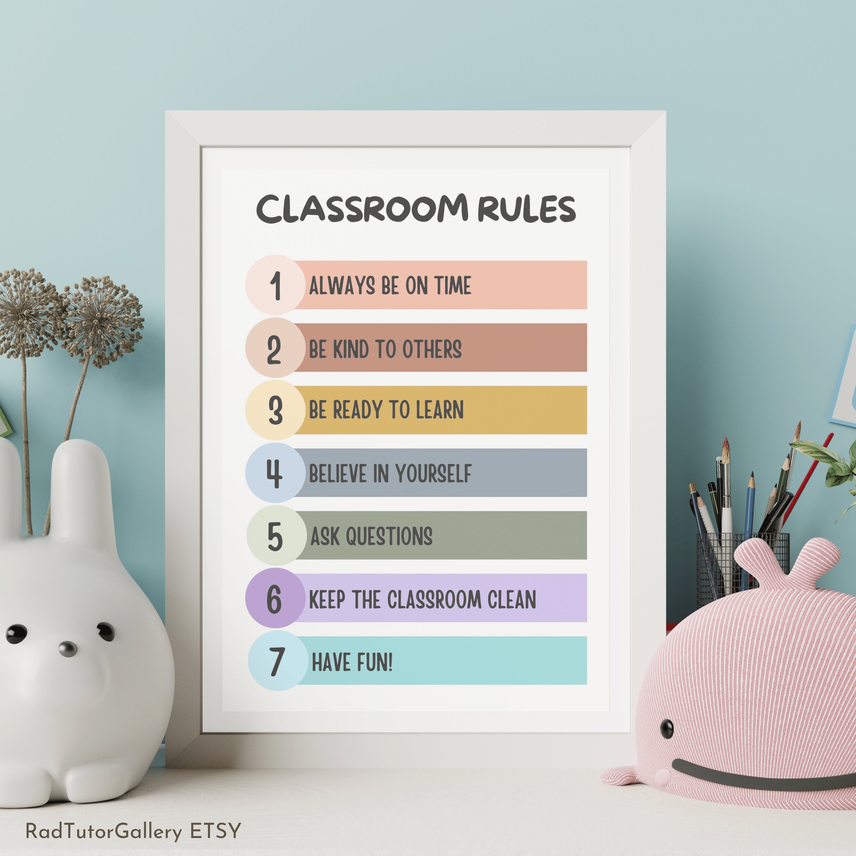 Custom Classroom Rules, Boho Class Rules Poster, Personalized Classroom ...
