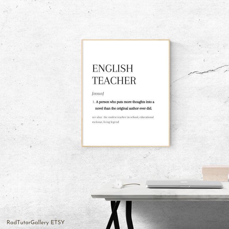 English Teachers Dictionary Definition Canvas Poster English Etsy