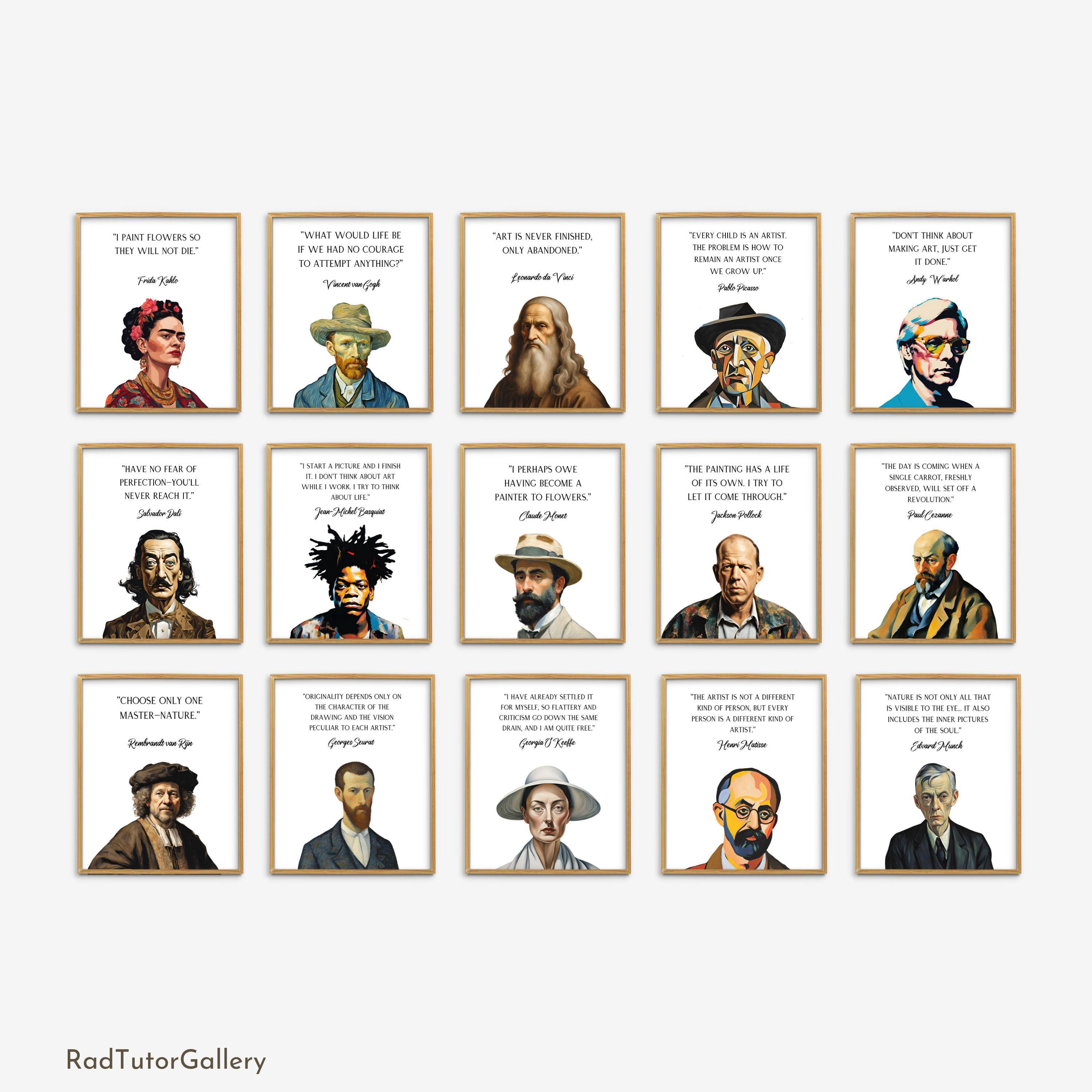 Famous Artists Quotes Set, Popular Artists Classroom Decor, Art Teacher Decor, Art Bulletin Board, Teacher Printable, Art Class Posters