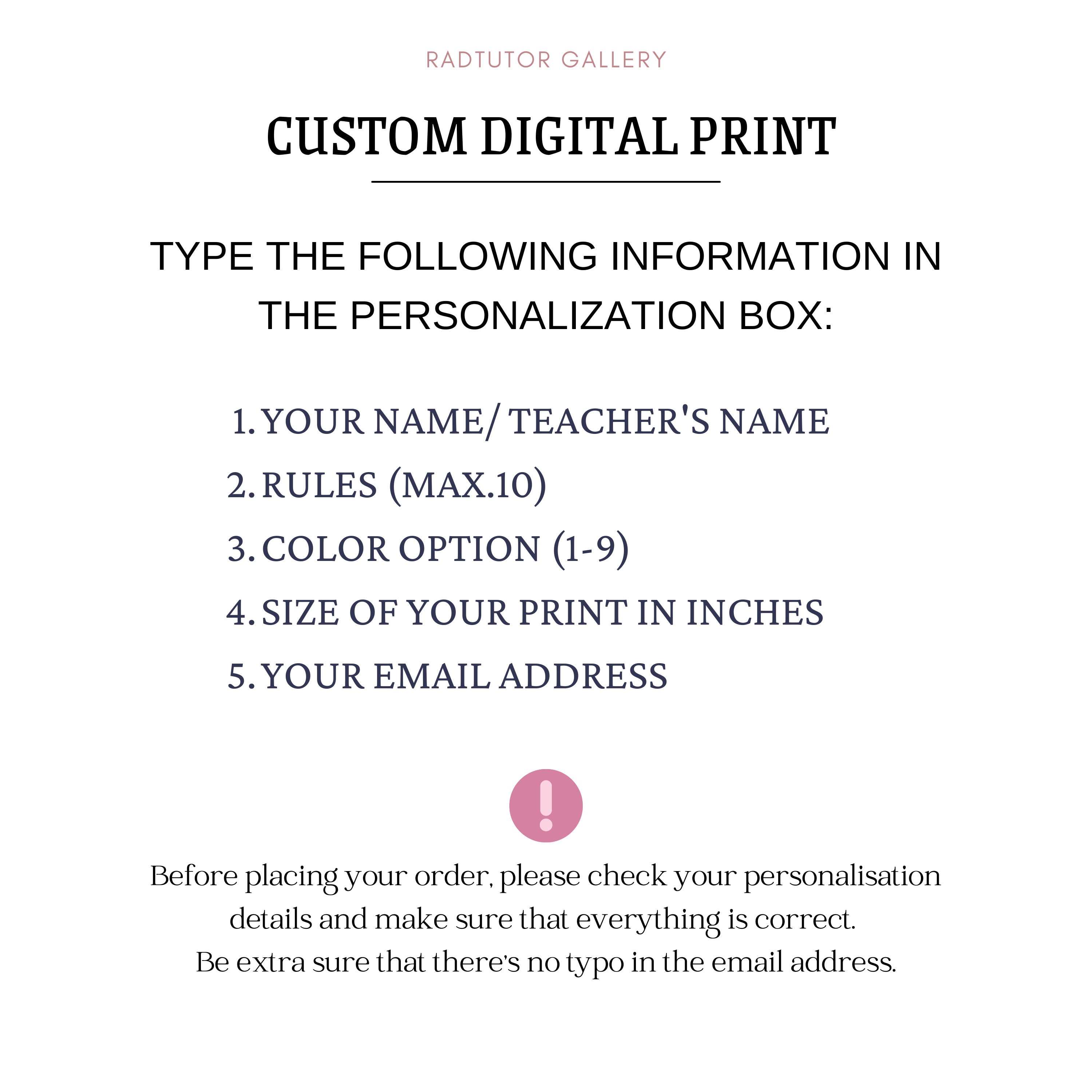 Custom Classroom Rules, Minimalist Class Rules Poster, Personalized ...