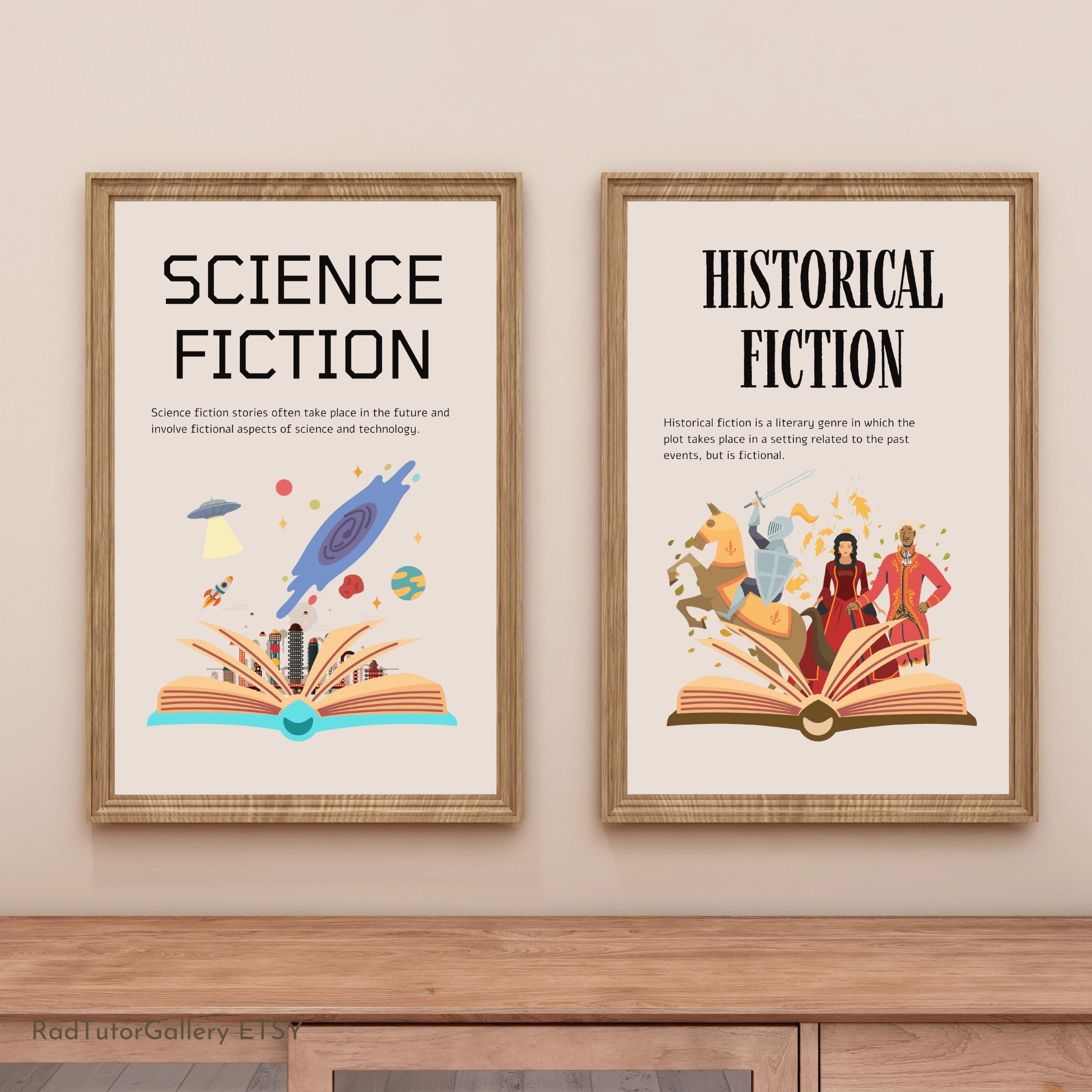 Literary Genre Posters Set of 9 Fiction Genres Novel Genres Etsy