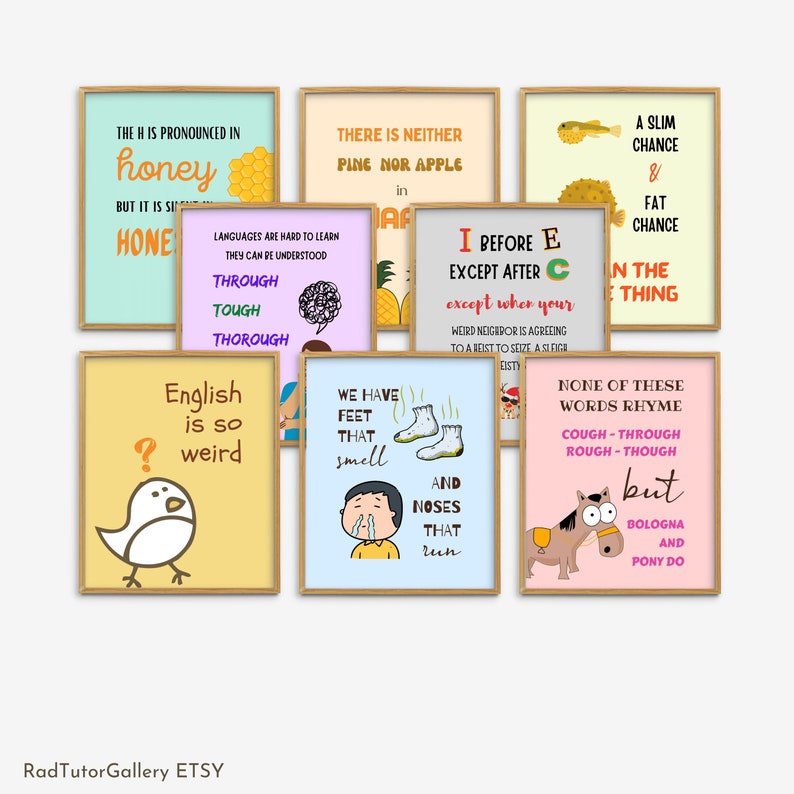 Englisch ist seltsam Poster Set von 8 Lustige Englisch Etsy.de