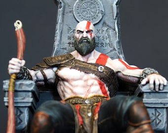 Kratos-Figur, God of War-Statue, echte Spielfärbung, Kratos-Figur, unser Design, individuelles exklusives Modell, echte Fotos