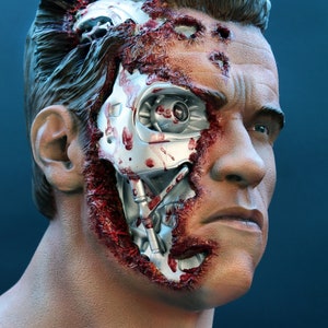 Terminator Statue Bust T-800 Action Figure Arnold Schwarzenegger, Our Design, Exclusive Custom Model, Real Photos