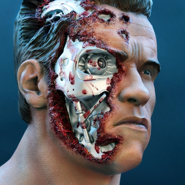 Terminator statua Busto T-800 Action figure di Arnold Schwarzenegger massimo realismo con LED integrato Endoskeleton 12k