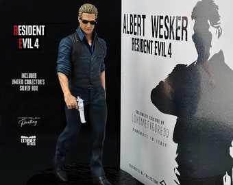 Statue de collection Albert Wesker, figurine Resident Evil 4, statue réaliste d'Albert Wesker avec boîte en argent exclusive Collector Ed.