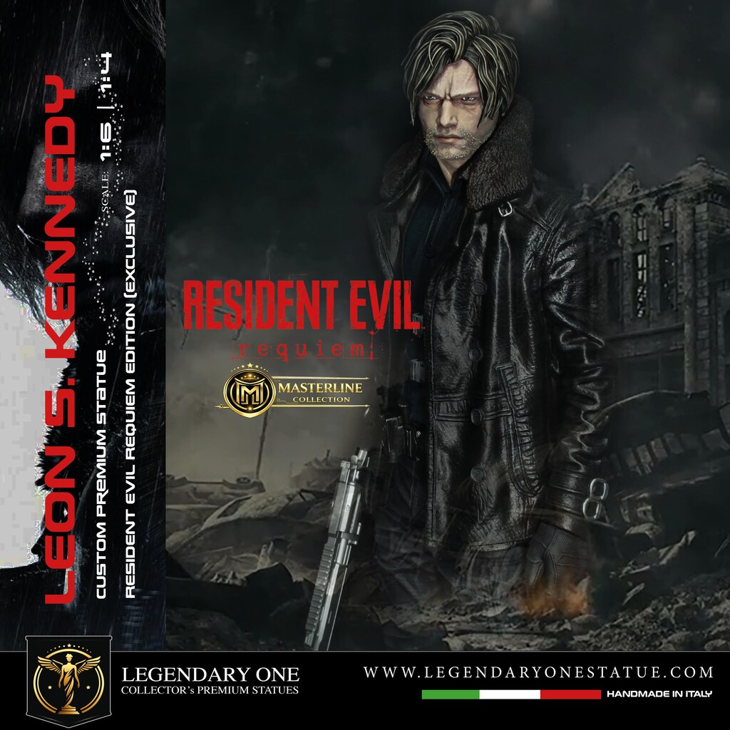 Resident Evil: Action Figure Leon S. Kennedy In PVC, 32 Cm - Statua Da Collezione