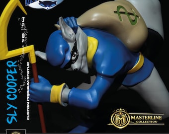 Estatua coleccionable de Sly Cooper, figura exclusiva de Sly Cooper con los colores del juego original, diseño propio, modelo personalizado exclusivo, fotos reales.
