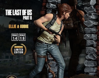 Estatua coleccionable exclusiva de The Last of Us, figura de Ellie y Abby, diseño propio, modelo personalizado exclusivo, fotos reales.