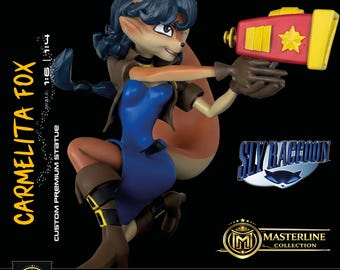 Estatua coleccionable de Carmelita Fox, figura de Sly Cooper, color real exclusivo del juego, diseño propio, modelo personalizado exclusivo, fotos reales