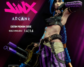 Figura de Jinx, estatua coleccionable de Arcane, figura de Jinx de League of Legends, nuestro diseño, modelo personalizado exclusivo, fotos reales