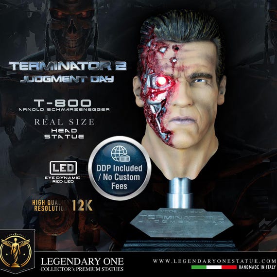 T 800 Life Size Terminator Life Size Collector Head, 1/1 Scale