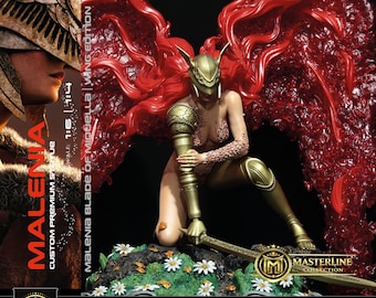 Estatua coleccionable de Malenia Crystal Red Wings, figura de Elden Ring, Blade of Miquella, diseño propio, modelo personalizado exclusivo, fotos reales