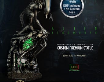 Alien Xenomorph Figure, Statua Alien con LED, Diorama alien, Box Collector Edition, Design nostro, Modello esclusivo custom, Foto Reali