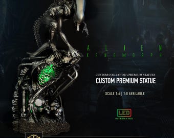 Alien Xenomorph Figure, Statua Alien con LED, Diorama alien, Box Collector Edition, Design nostro, Modello esclusivo custom, Foto Reali