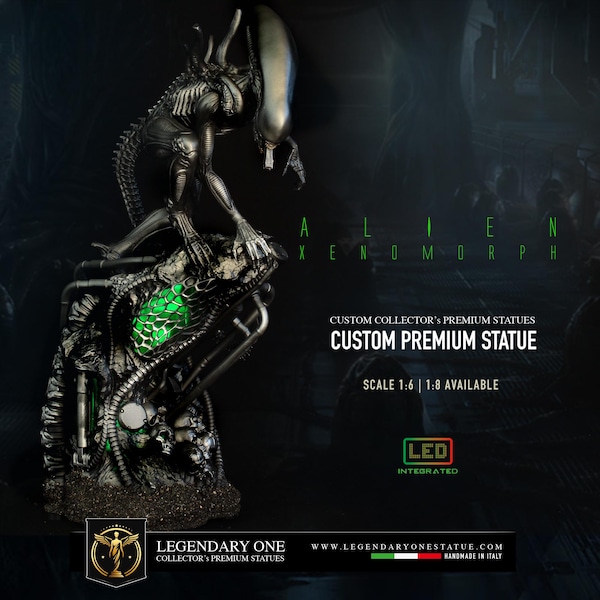 Alien Xenomorph Figure, Alien Statue with LED, Alien Diorama, Collector's Edition Box, Our Design, Exclusive Custom Model, Real Photos