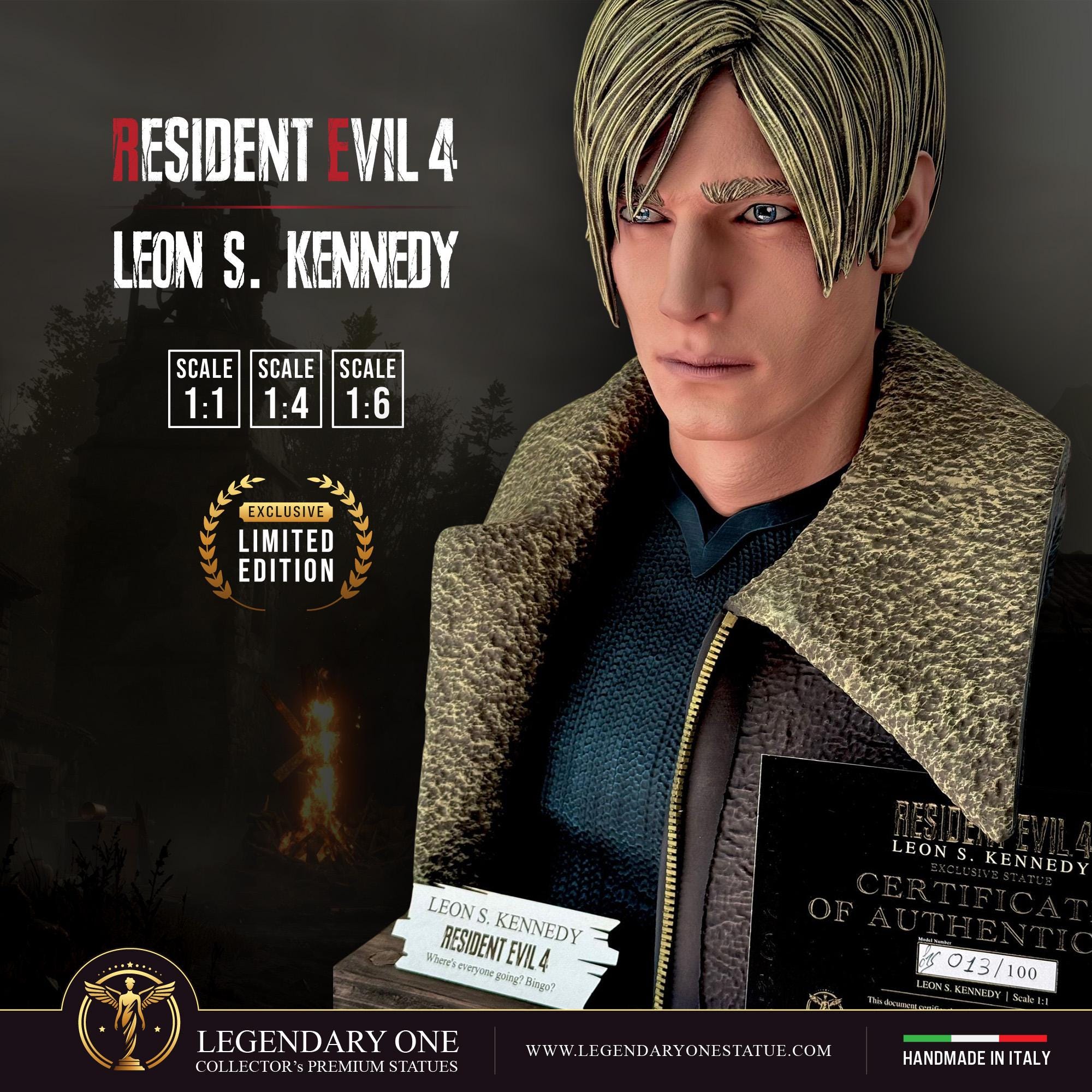 Léon Kennedy Figure Statue + Socle (13inch)(35cm)resident Evil 4