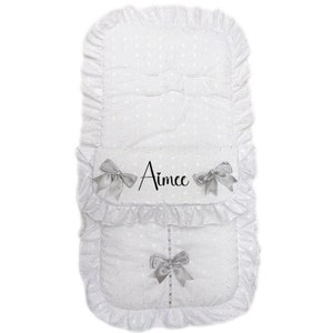 Footmuff/Cosy toes/Pram Liner Various Colours with/without Embroidered Personalisation for Pram or Pushchair Other Post has Car Seat Size Bro Ang White Silver