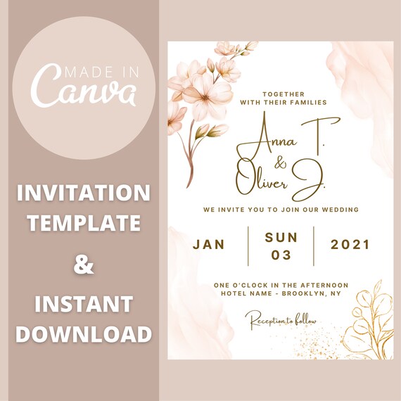 Invitation Template Wedding Printable Invitation to Edit