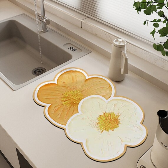 Flower Shape Kitchen Drain Pad Absorbent Sink Mats Non Slip Dish