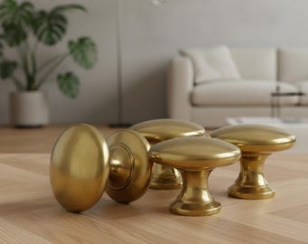 Unlacquered brass spherical cabinet knob – vintage-style hardware