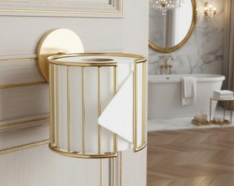 Modern Gold Toilet Paper Holder - Brushed Brass Wall Mounted Toilet Roll Holder