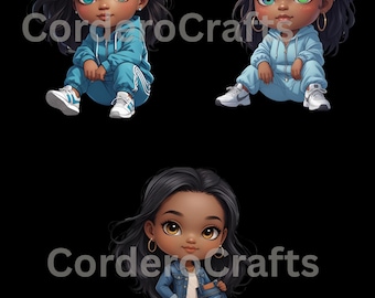 Multiculturele meisjes clipart-png: etnische diversiteit, sublimatiestickers (digitale download)