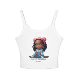 Cute Graphic Street Cutie, Spaghetti Strap Tank Top, Summer Top, Lounge Wear, Gift for Her, Trendy Fashion, Casual Outfit