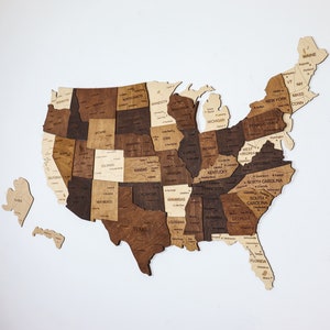 USA Map-Holz Karte von USA Wand Kunst-US Travel Map Geschenk Pin-große Holzwand Dekor-erste Wohnung Housewarming Geschenk