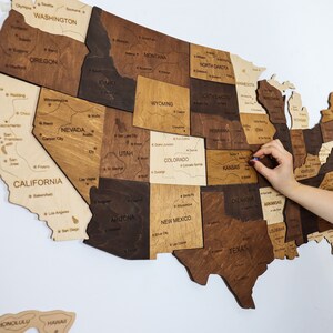 USA Karte Reise Geschenk - Holz Pinnwand USA Karte, Pinnwand Karte Neues Zuhause Wohnung Einweihungsparty Geschenk Weihnachten