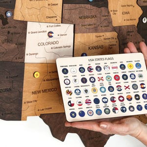 US Travel Map, Push Pin Map, Wood Map Of United States, Apartment Decor New Apartment Gift, USA Wooden Wall Map