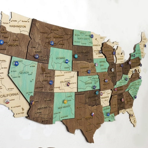 Push Pin United States Map Travel Map Apartment Decor USA - Etsy Canada