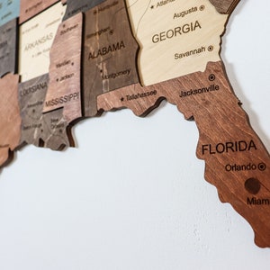 Hölzerne USA Map, Holz USA Map Reisegeschenk, US Flaggen Karte Große Wandkunst, erste Wohnung Housewarminggeschenk