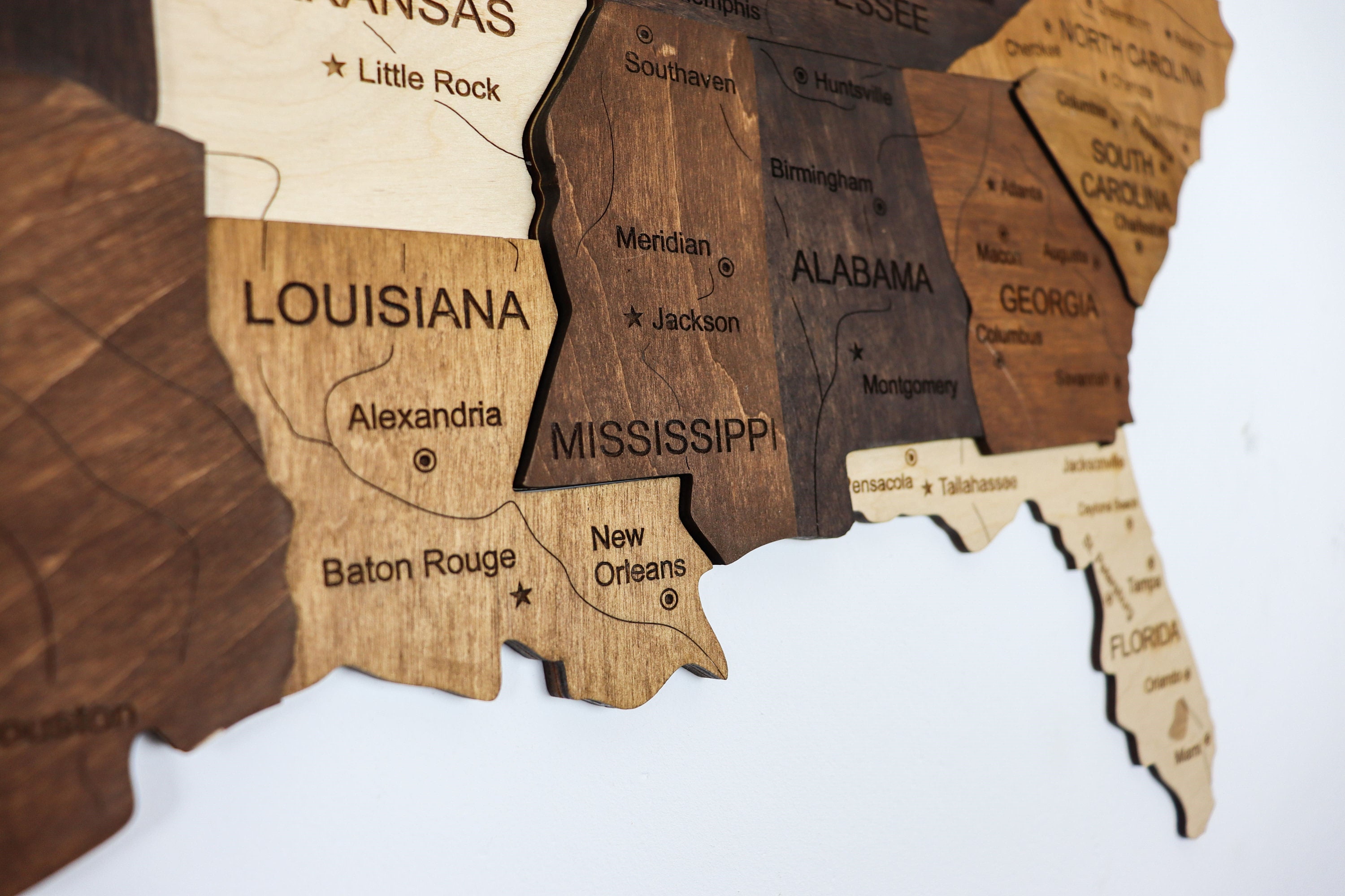 US Travel Map, 3D Layered Map, Wood Map of United States, Apartment ...