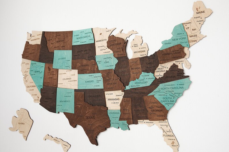 Map of the Usa Custom Travel Map Push Pin Us Map Decor Push Etsy