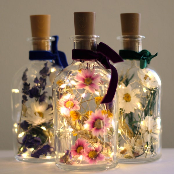 Bouteilles LED de fleurs séchées