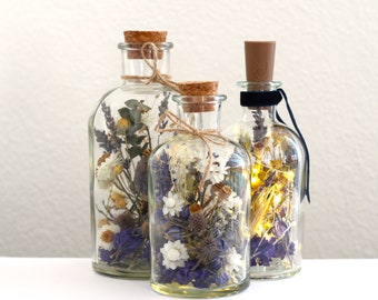 Dried Flower Bottles -- Blue Thistle