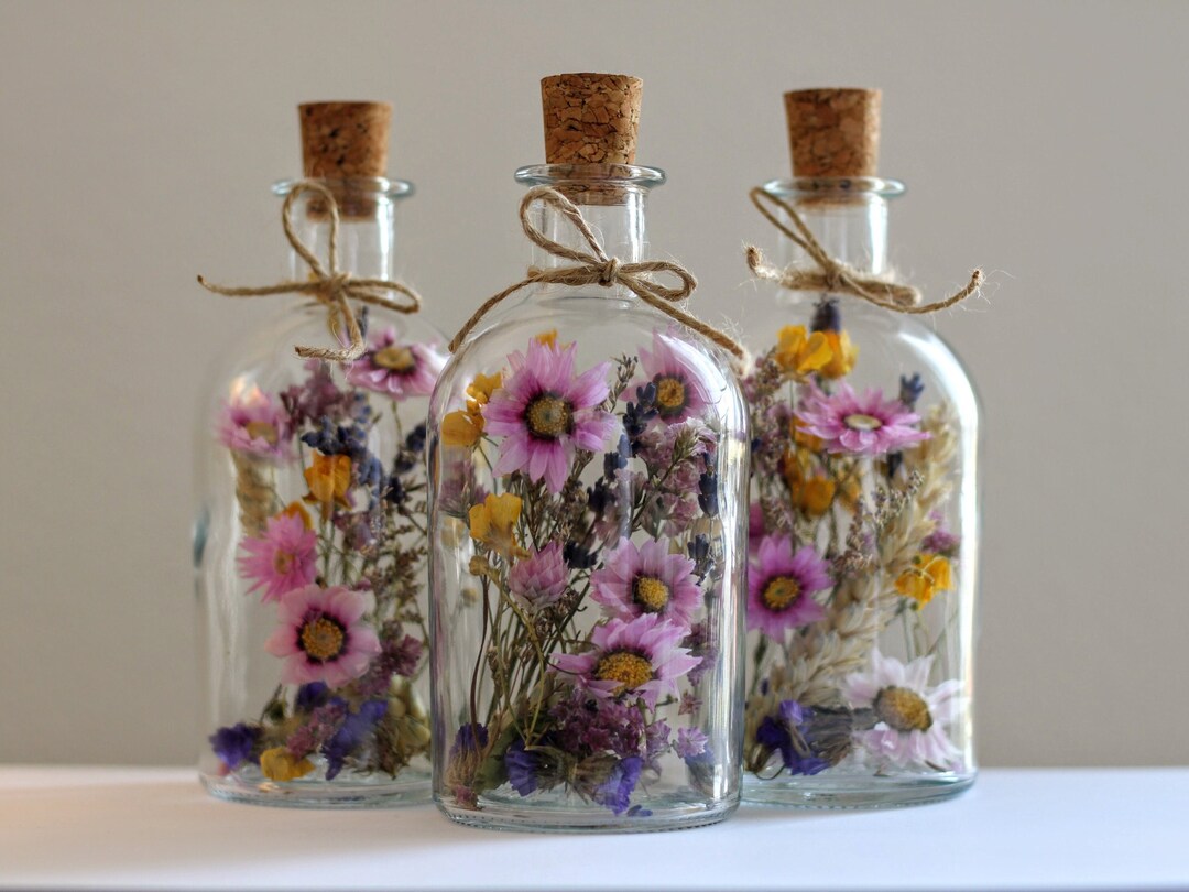 Dried Flowers in Jars / Candlesticks Etsy